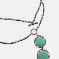 Hematite Necklace with Blue Cat Eye Pendant