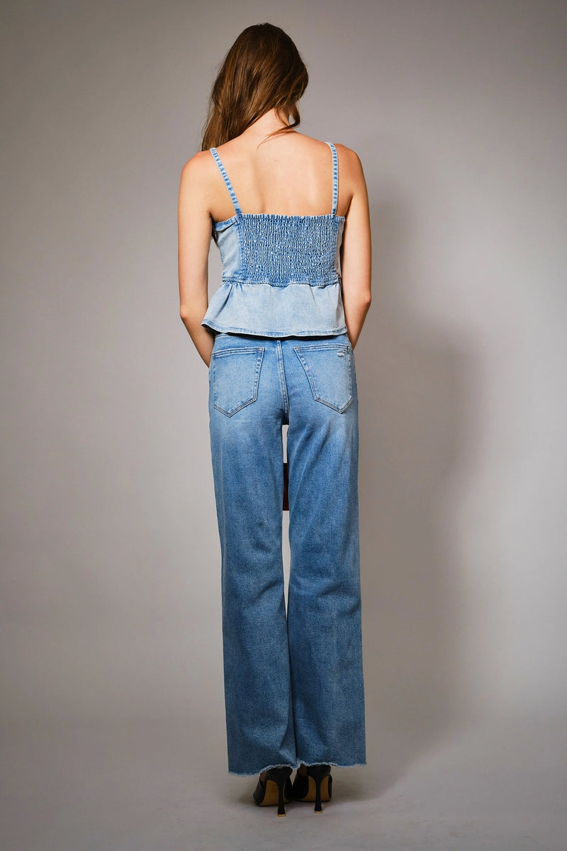 Western Buckle Peplum Top