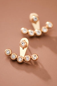 18K Gold Plated Stainless Steel White Crystal Ear Jacket Studs