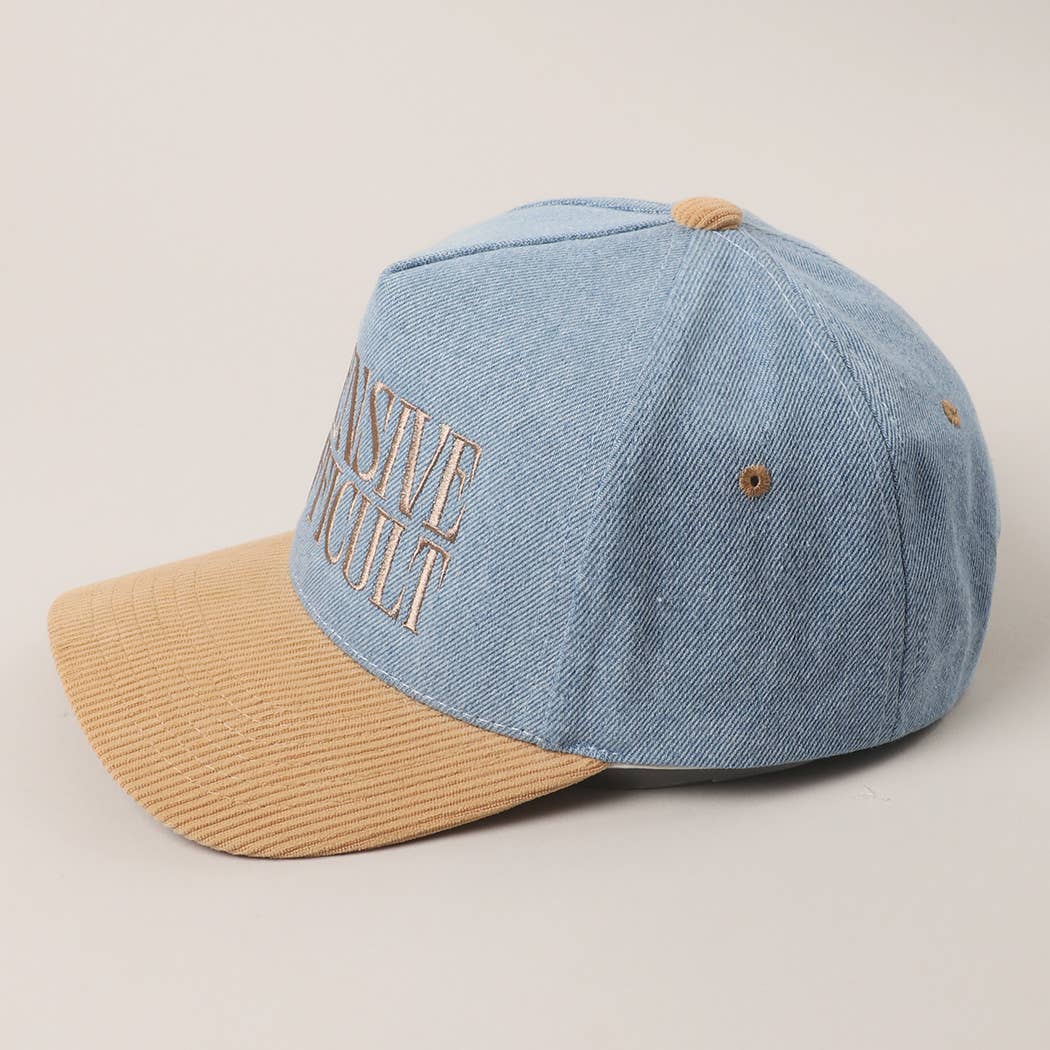 EXPENSIVE DIFFICULT Denim Corduroy Trucker Hat: LBG-LDN-BEIGE / One Size