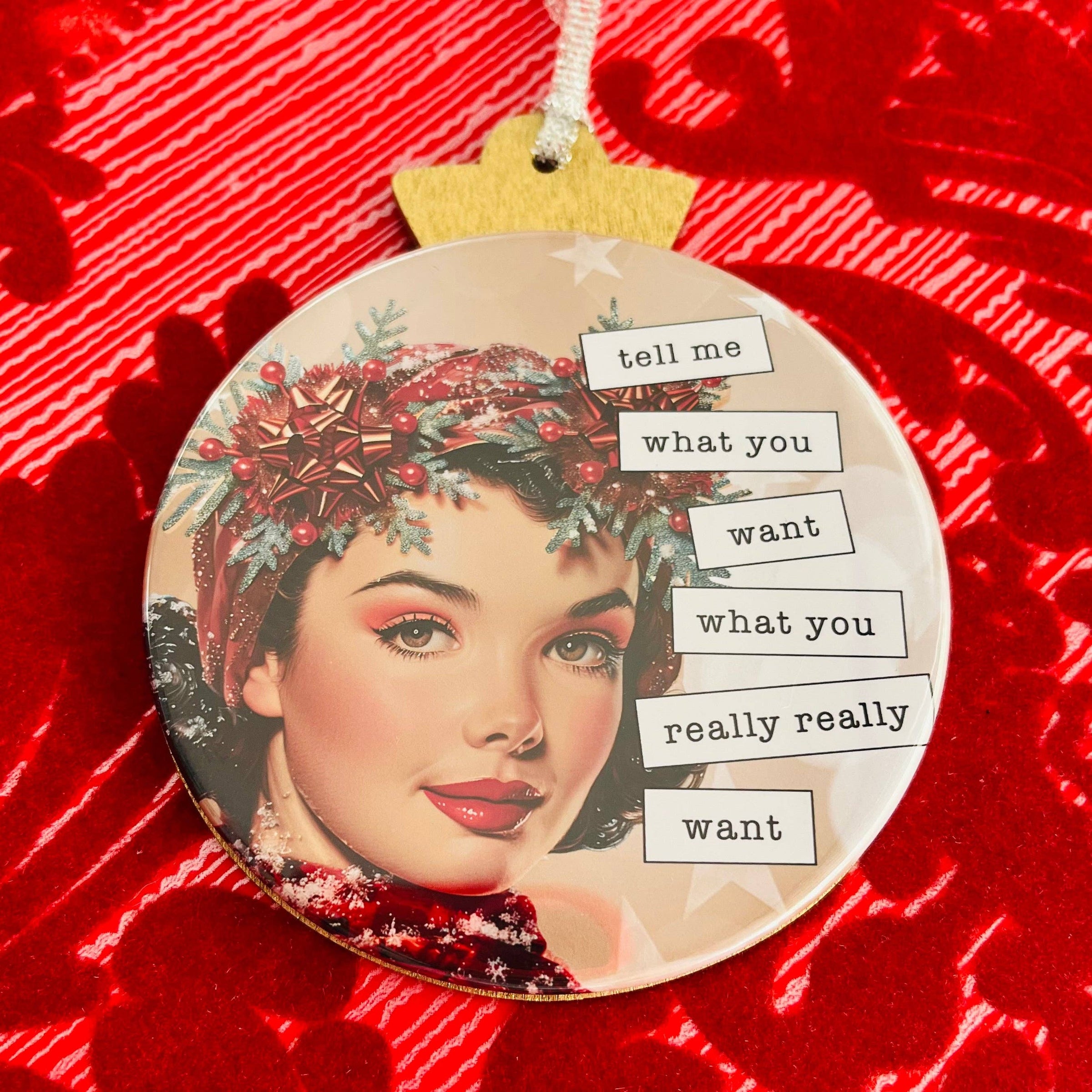 Tell Me What You Want - VINTAGE HOLIDAY LADIES CHRISTMAS ORNAMENT