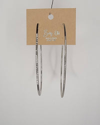 Large Silver Diamond Cut Hoop Earrings