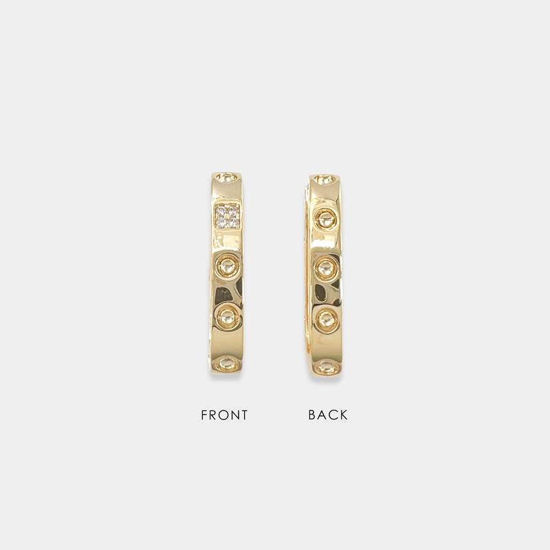Gold Filled Studded Rounded Rectangle Hoops