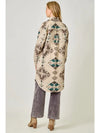 Fringe Placket Aztec Long Jacket