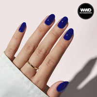 BTArtbox Navy Blue Oval Nails - Reusable Press On Nails Set