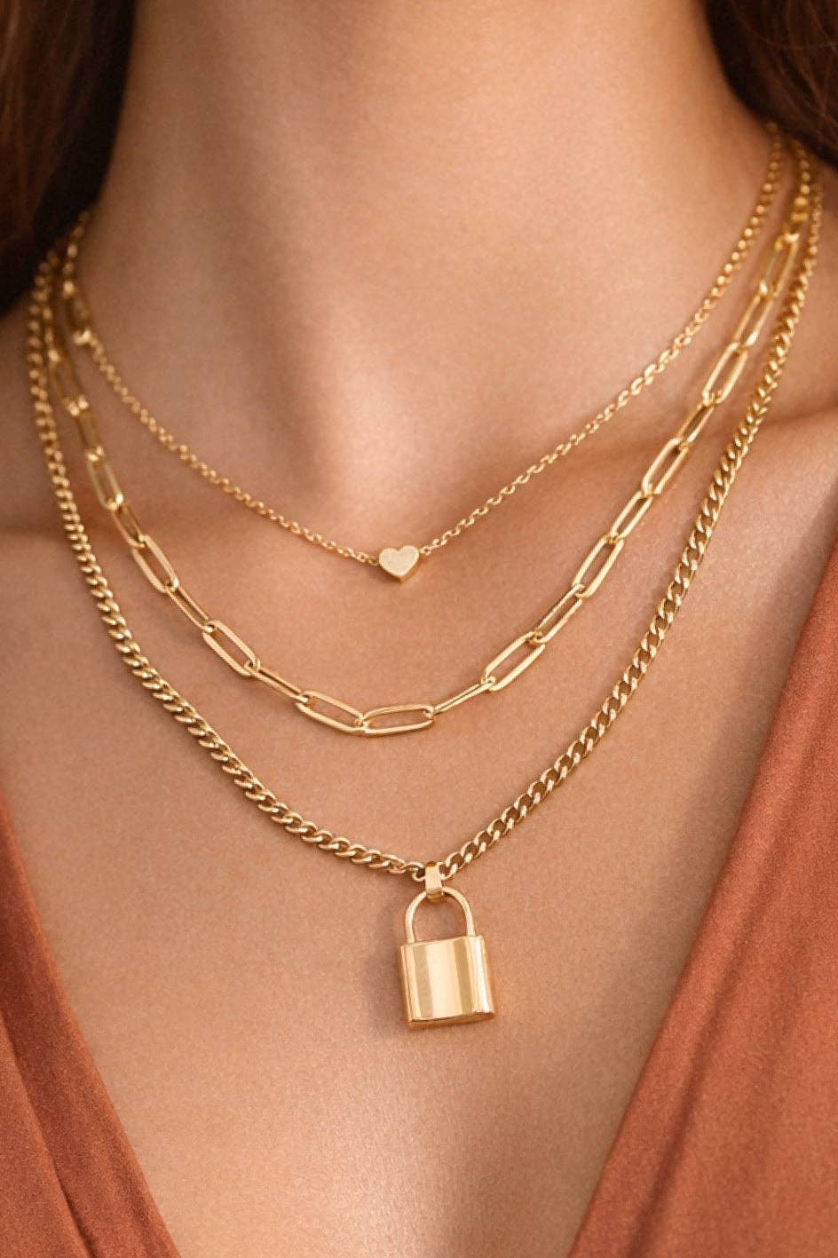 18K Gold Plated Waterproof Stainless Steel Chain Necklace