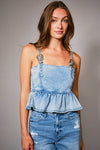 Western Buckle Peplum Top