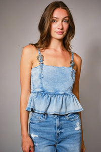 Western Buckle Peplum Top