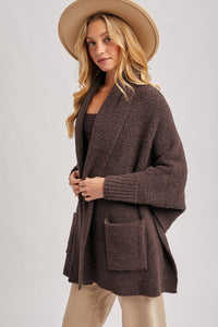 BLANKET WRAP BOUCLE SWEATER CARDIGAN