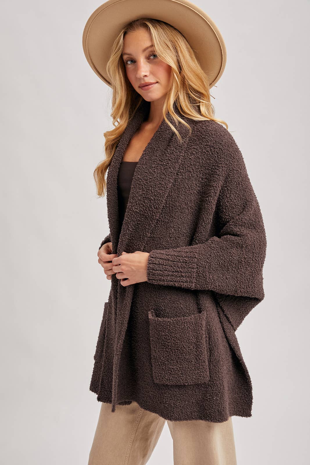 BLANKET WRAP BOUCLE SWEATER CARDIGAN