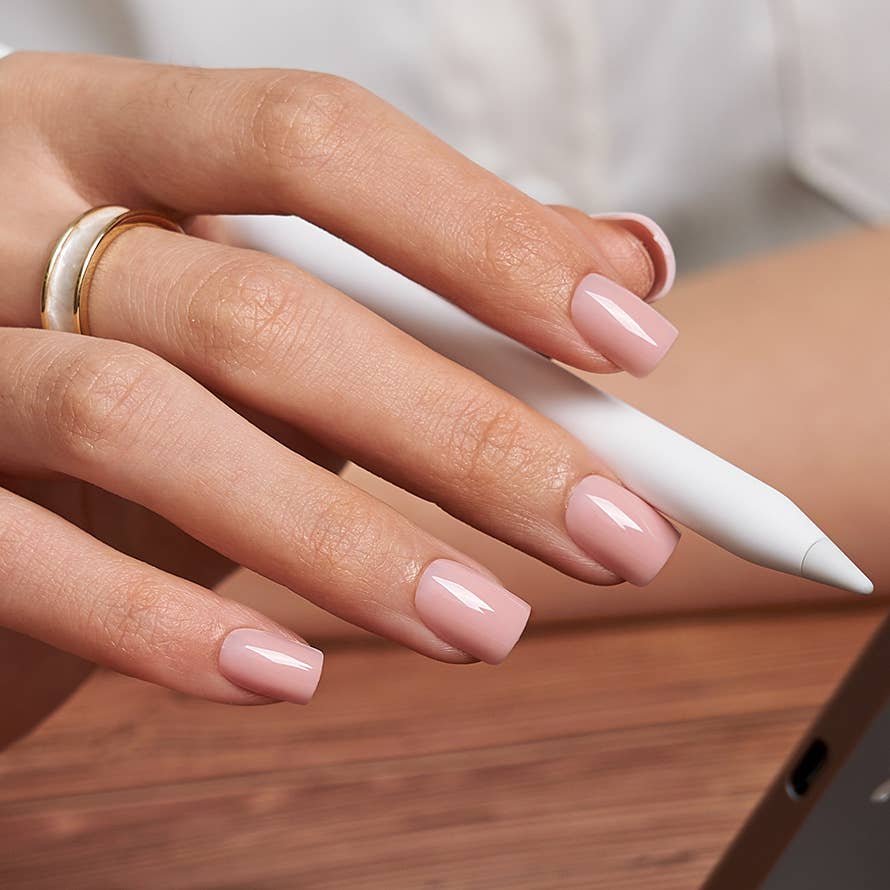 Short Square French Tip Nails - Wedding Press On Nails Bulk: Pinky Swear