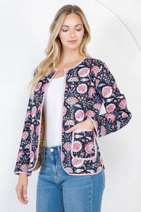 Floral Print Quilted Cotton Jacket