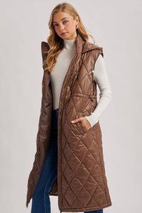 Diamond Quilt Puffer Long Line Vest