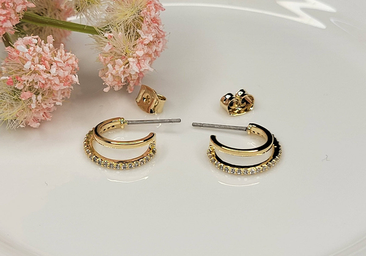 Gold Small Double Layer Earring