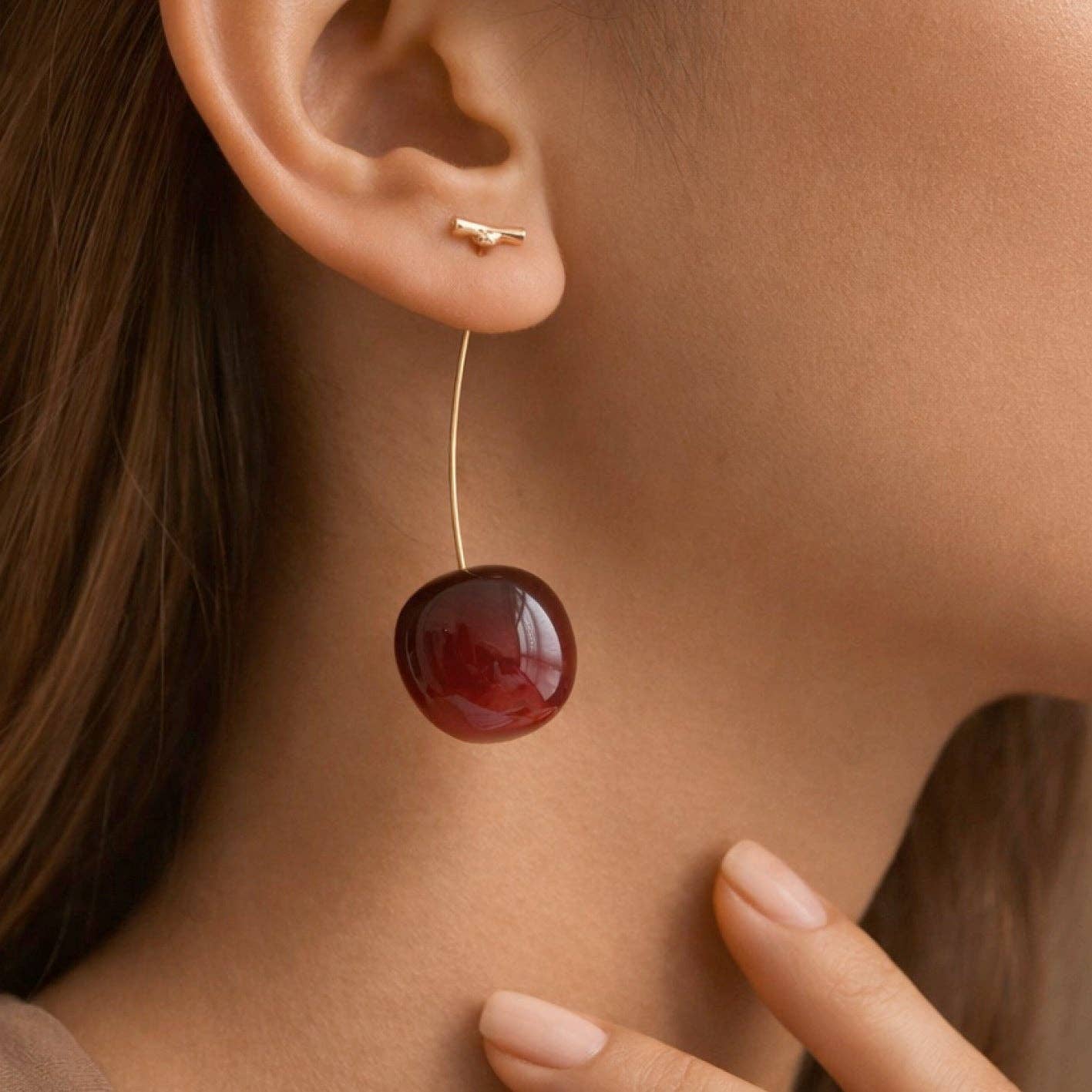 Red Cherry Drop Earrings
