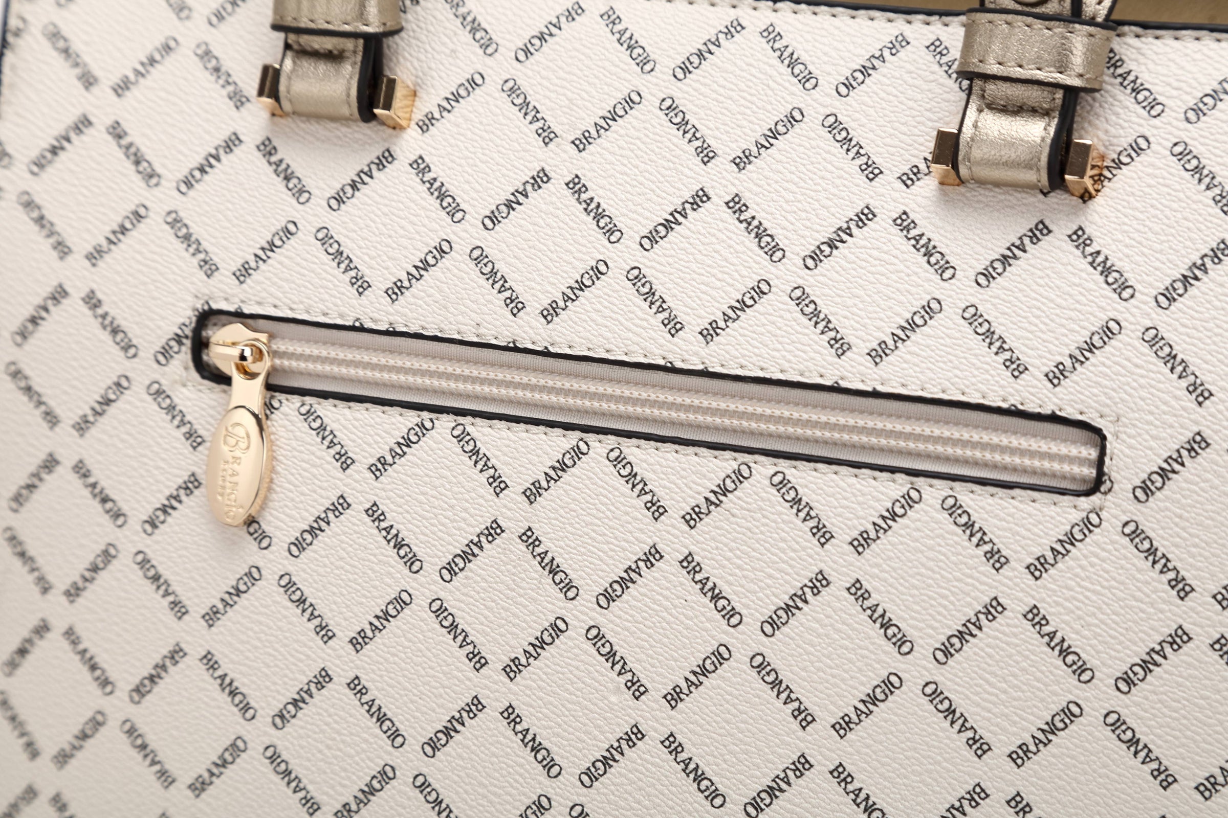Brangio Italy Luxe Diamond Stitched Tote Bag: Ivory