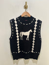 Sleeveless Horse Knit Sweater