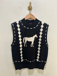 Sleeveless Horse Knit Sweater