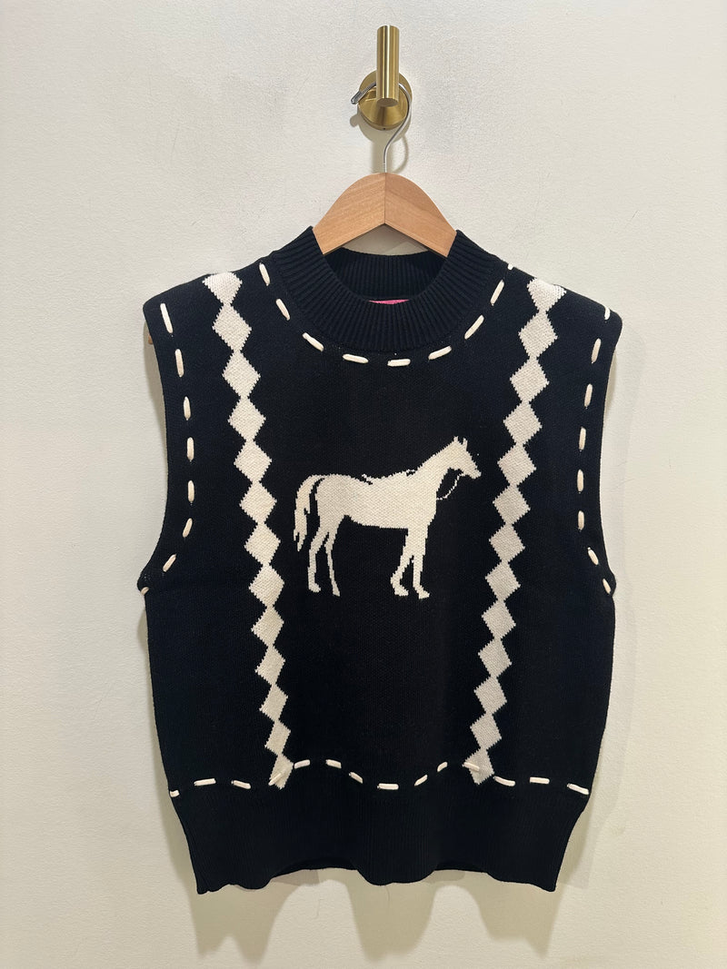 Sleeveless Horse Knit Sweater