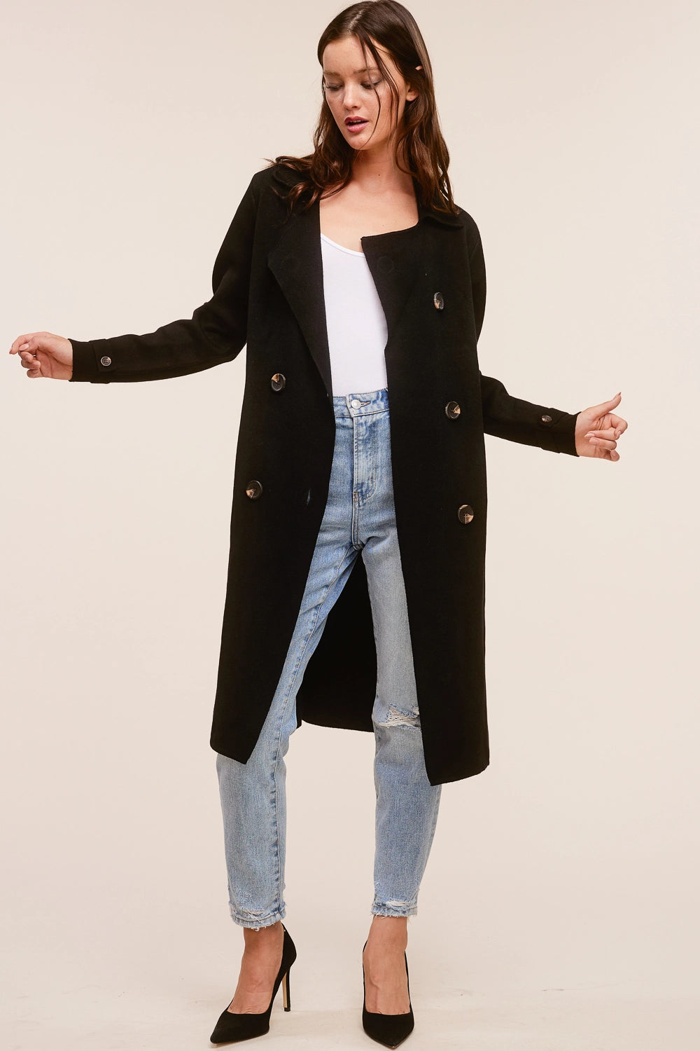 Luxe Cashmere Blend Double-Breasted Belted Coat