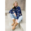 Horse Knit Half Up Zipper Sweater: