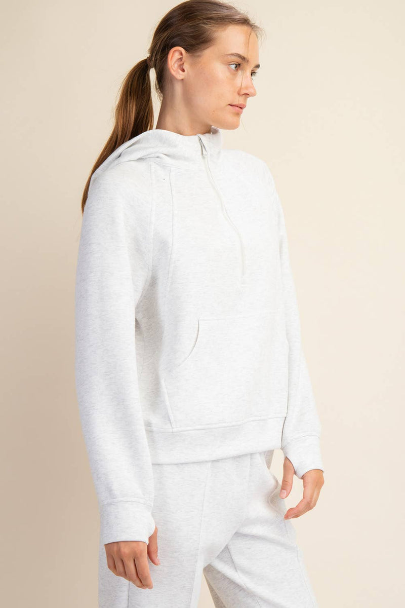 MODAL POLY SPAN QUARTER ZIP HODDIE JACKET
