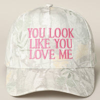 You Look Like You Love Me Embroidery Camo Cap: BEIGE CAMO-BEIGE / ONE SIZE