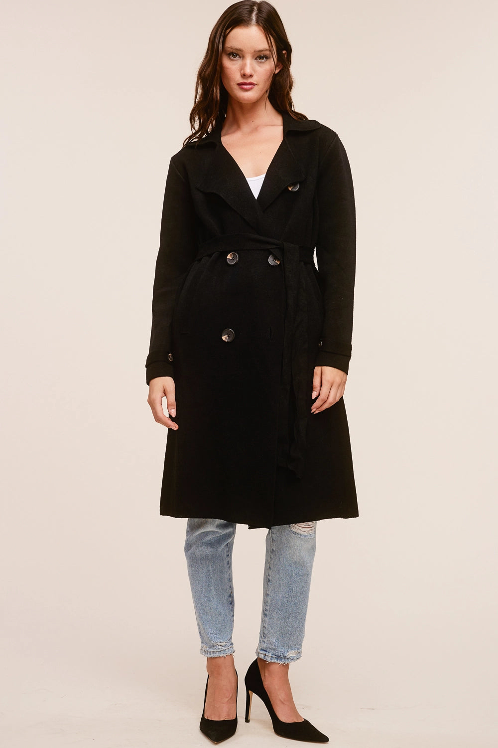 Luxe Cashmere Blend Double-Breasted Belted Coat