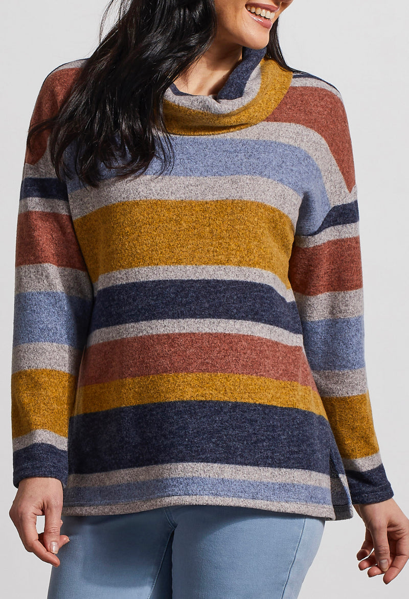 L/S Cowl Neck Top Striped