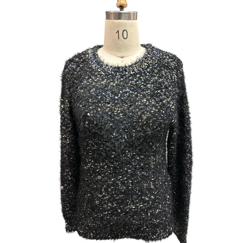 Black Textured Eyelash Sweater