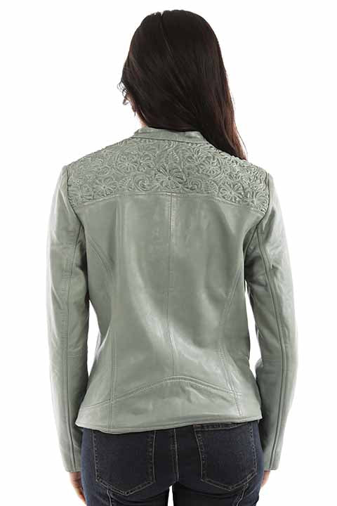 Embollished Leather Jacket Mint