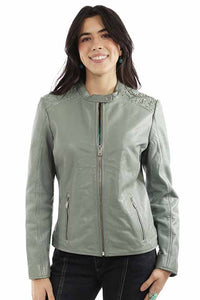 Embollished Leather Jacket Mint