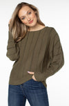Olive Striped Dolman Sweater