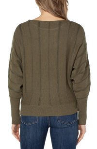 Olive Striped Dolman Sweater