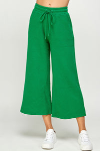 Textured Cropped Wide Pants