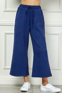Textured Cropped Wide Pants