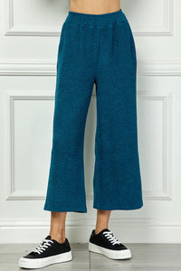 Teal Textured Crop Pants