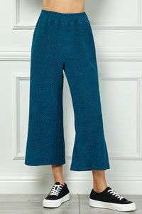 Teal Textured Crop Pants