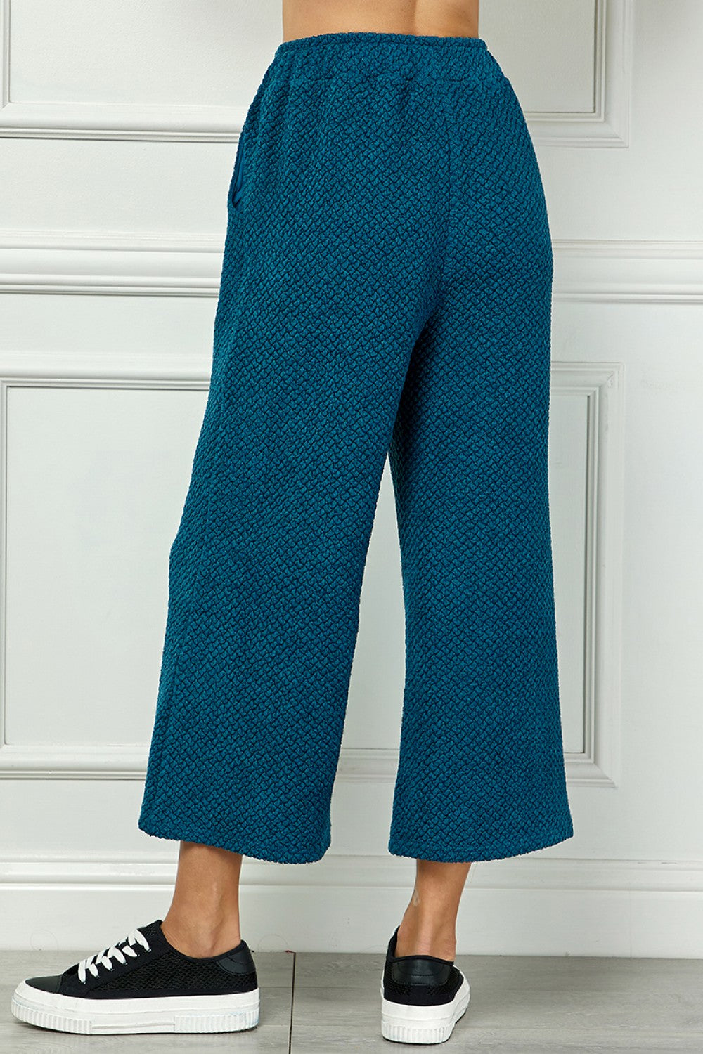 Teal Textured Crop Pants