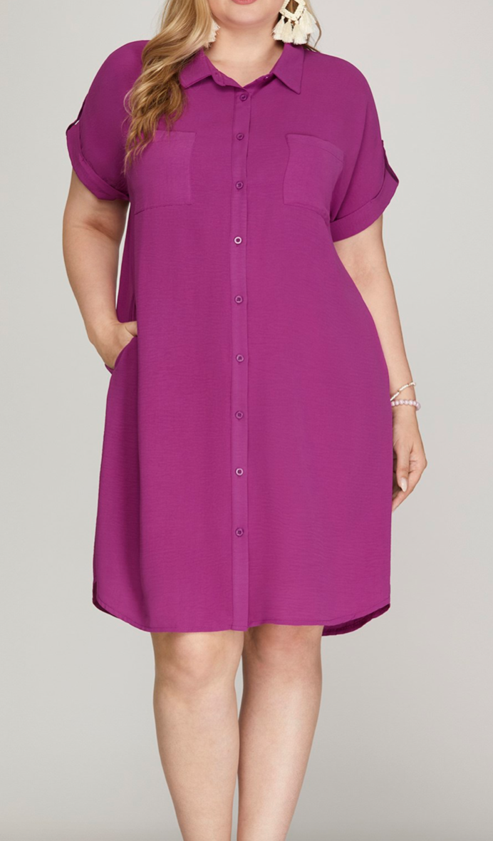 shirt dress curvy Plus Size Donnie Drawstring Shirt Dress