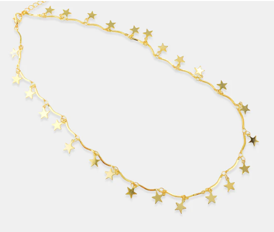 Dainty Stars in A Row Necklace
