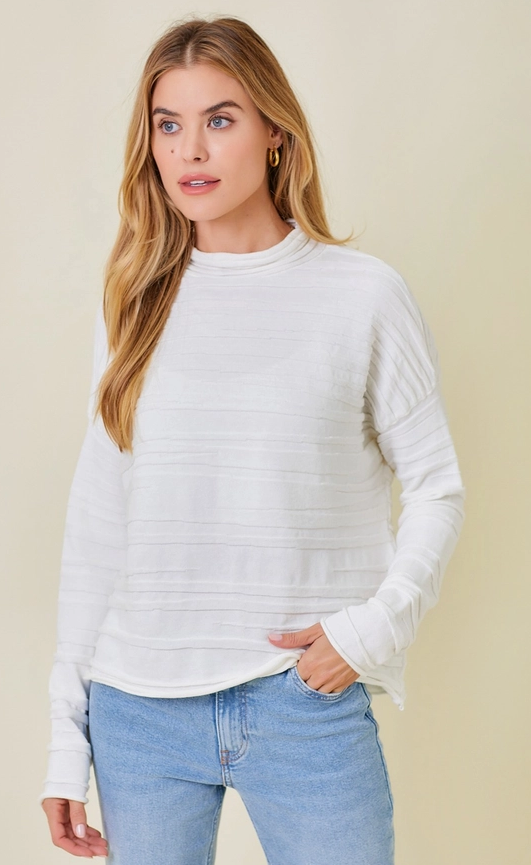 Textured Mock Neck Sweater