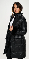 Puffer Coat with Faux Fur Cuff