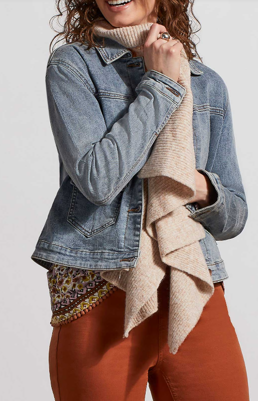 Knit Shawl Collar Denim Jacket