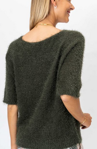 Short Sleeve Fluffy Knit Italian Sweater