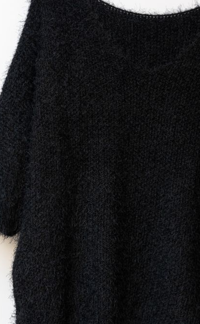 Short Sleeve Fluffy Knit Italian Sweater