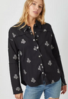 Flower Embroidered Button Down Shirt