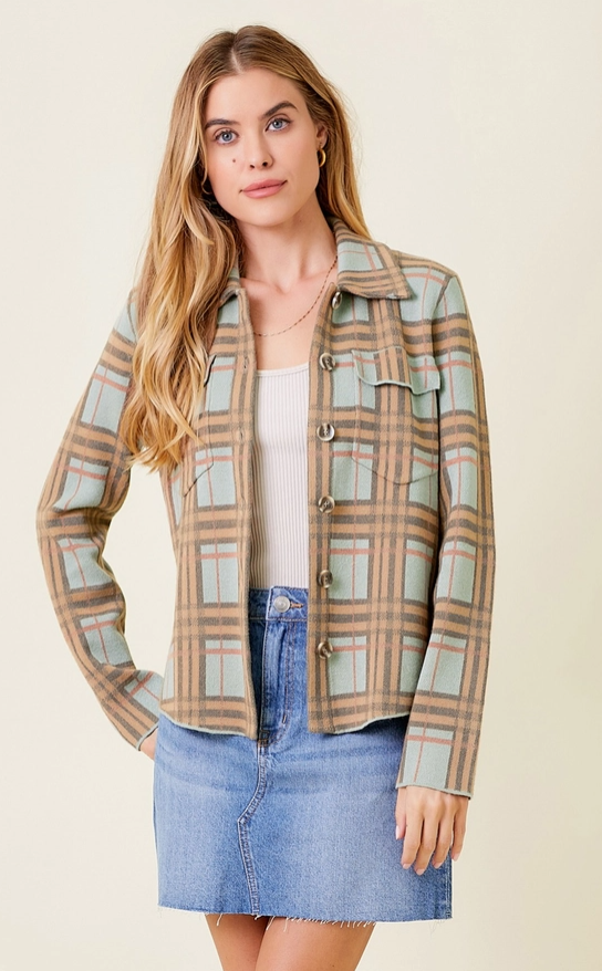 Plaid Sweater Jacket