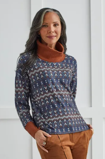 Combo Cowl Neck Sweater