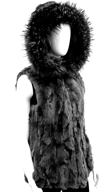 Reversible Nylon/Rabbit Fur Vest with Silver Fox Trim – The Sweetwater Co.